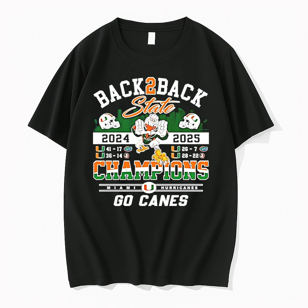 Go Canes Back 2 Back 2024 2025 Cotton Bowl Champions Miami Hurricanes Shirts
