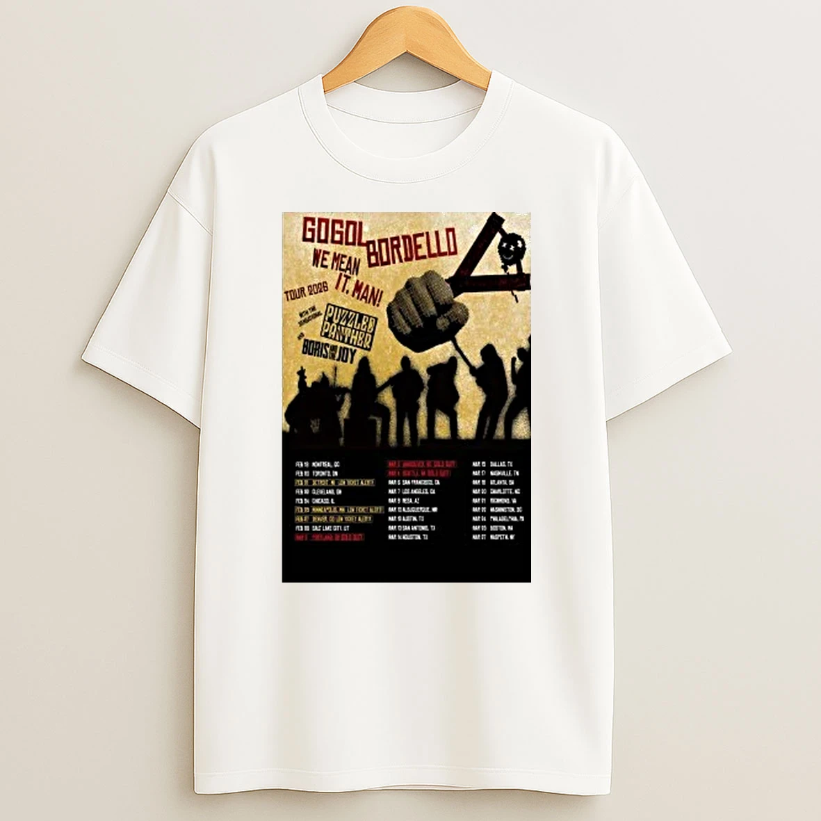 Gogol Bordello 2026 We Mean It Man Tour Shirts