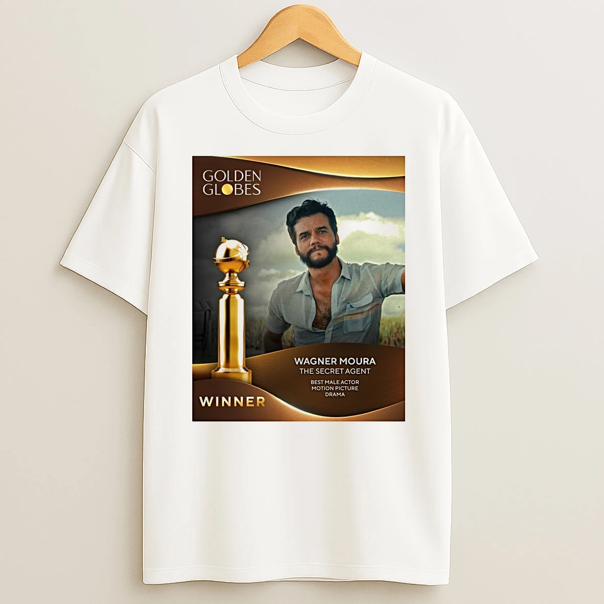Golden Globes Winner Wagner Moura The Secret Agent Best Male Actor Motion Picture Drama Shirts