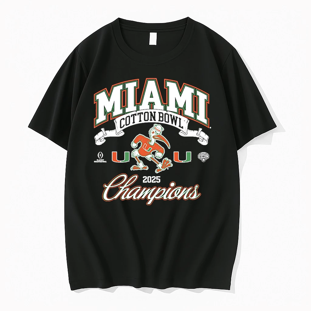 Good Year Cotton Bowl Classic Champions 2025 Miami Hurricanes Football Logos Shirts