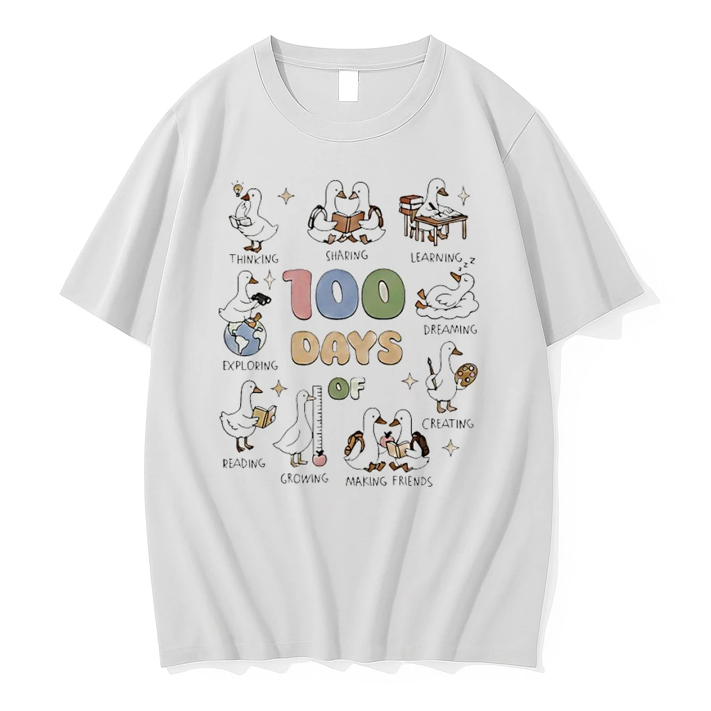 Goose 100th Day School Think Shaking Learning Exploring Dreaming Reading Creating Shirts