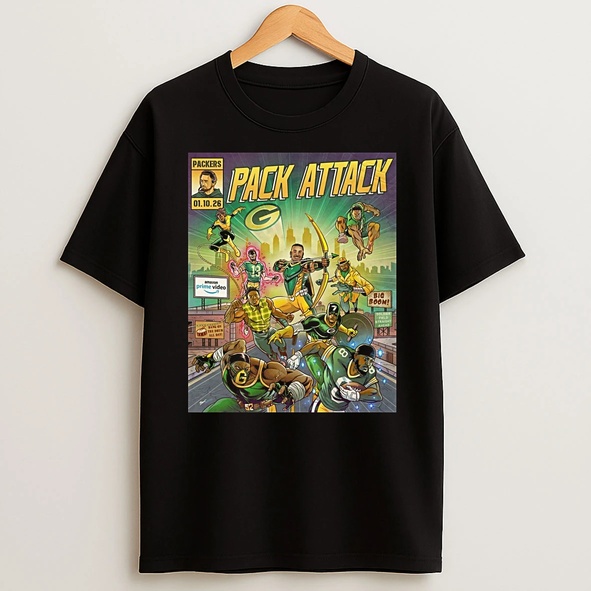 Green Bay Packers Pack Attack Bang On The Drum All Day Superheroes January 10 2026 Shirts