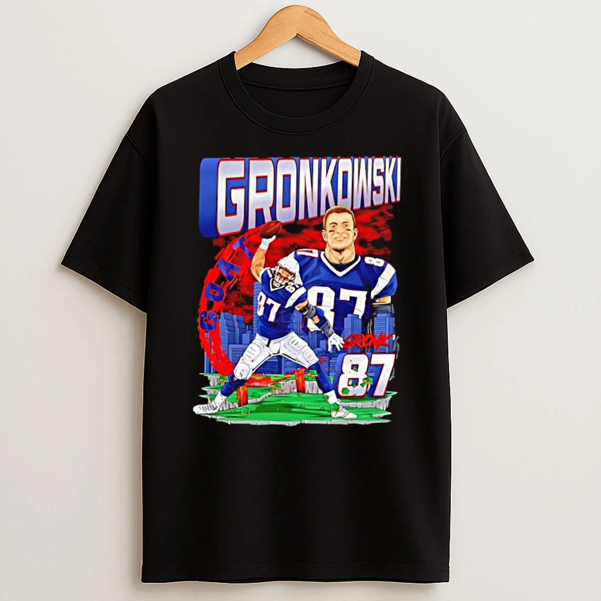 Gronkowski Goat Number 87 Football Player Tight End Action Graphic Shirts