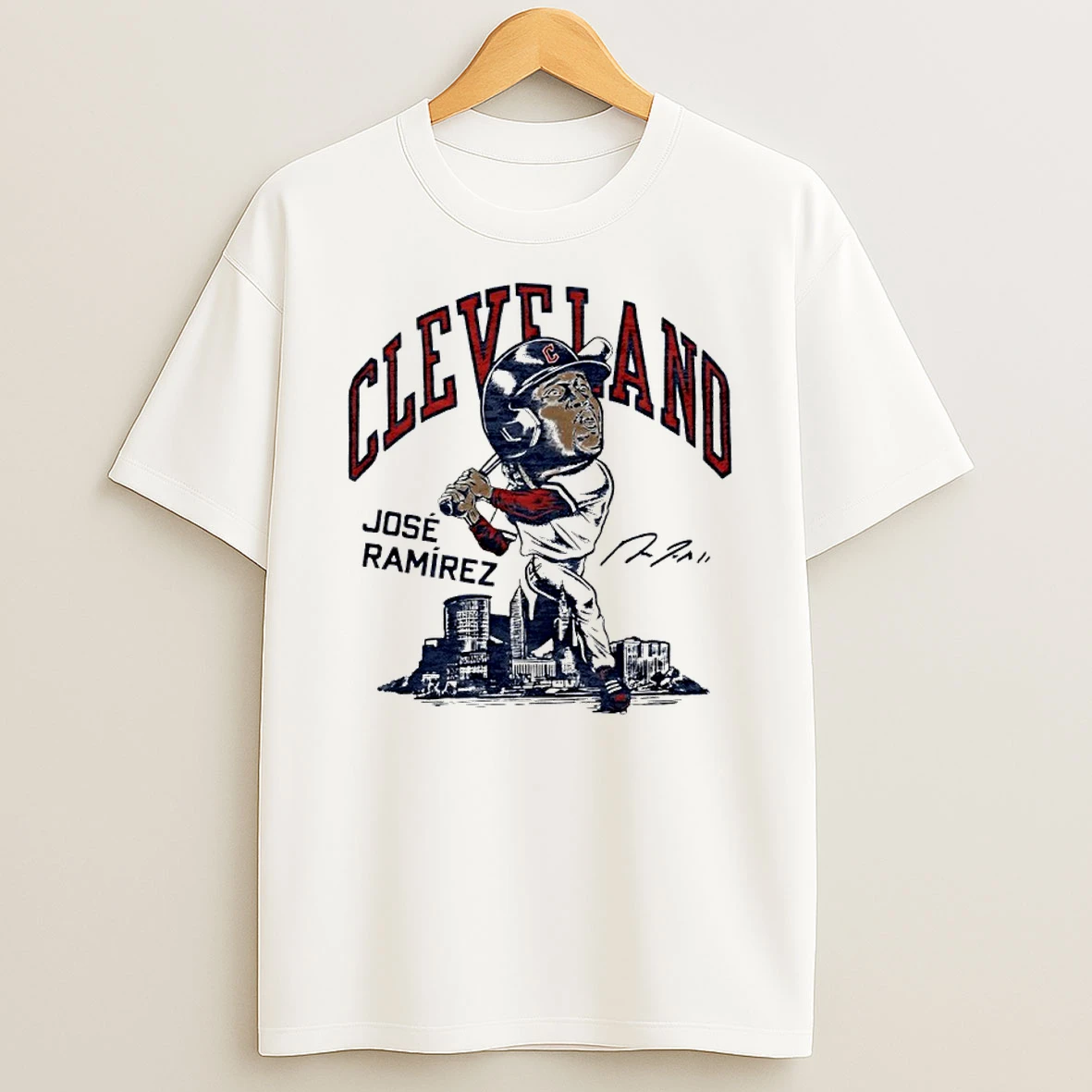 Guardians Jose Ramirez Slugger Swing Signature Caricature Shirts