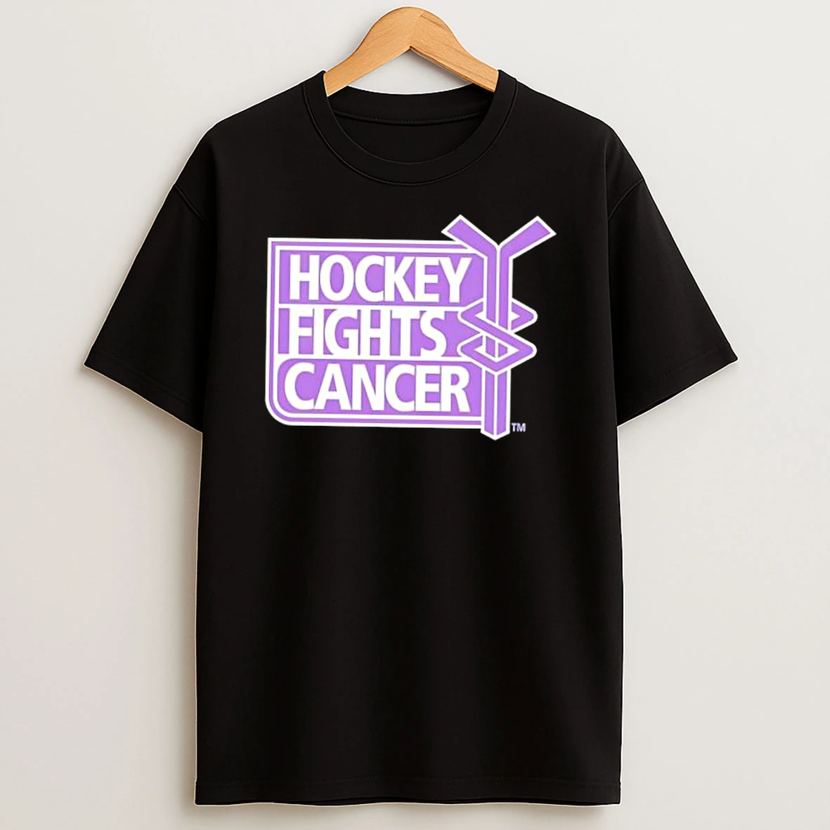 Hockey Fights Cancer Purple Awareness Ribbon Logo Shirts