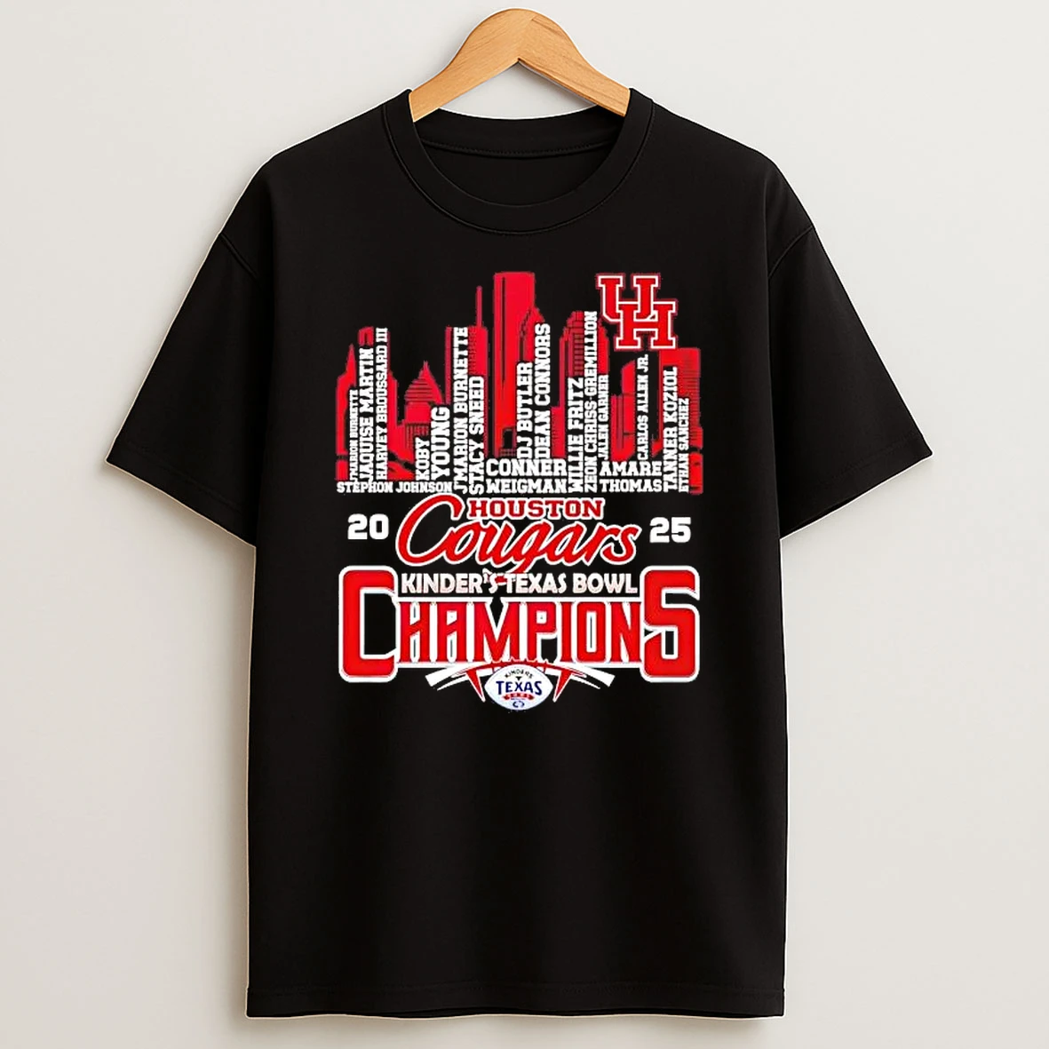 Houston Cougars 2025 Texas Bowl Champions Players Names Skyline Shirts