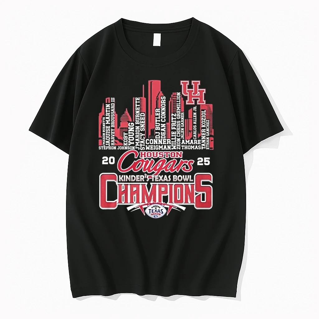 Houston Cougars Kinders Texas Bowl Champions 2025 Skyline Names Shirts