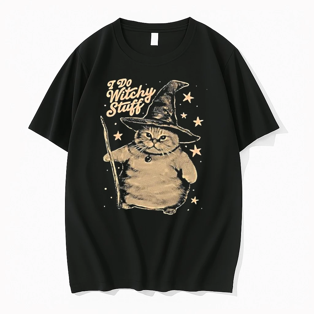I Do Witchy Stuff Chonky Cat Wizard Hat Magic Staff Stars Shirts