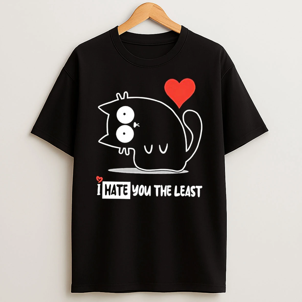 I Hate You The Least Cute Black Cat Red Heart Shirts