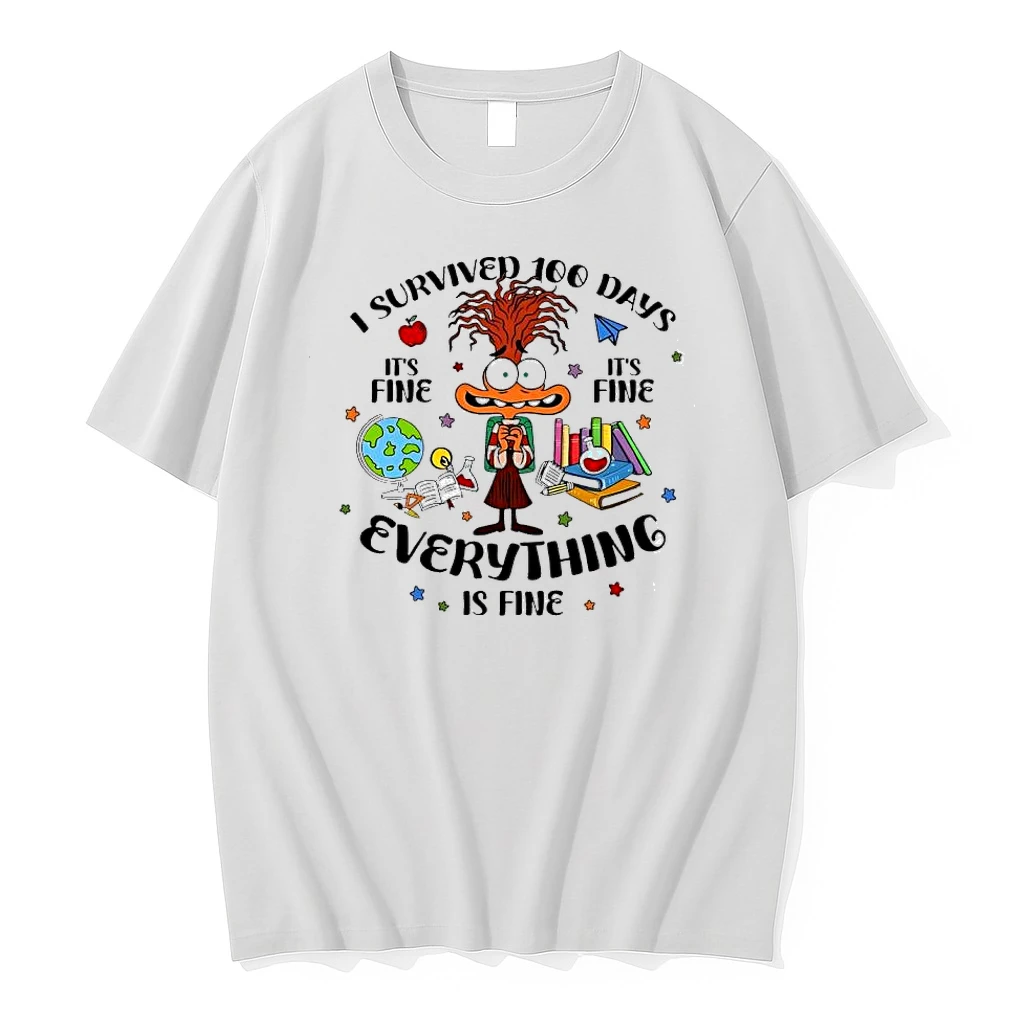 I Survived 100 Days Of School Its Fine Im Fine Everything Is Fine Shirts