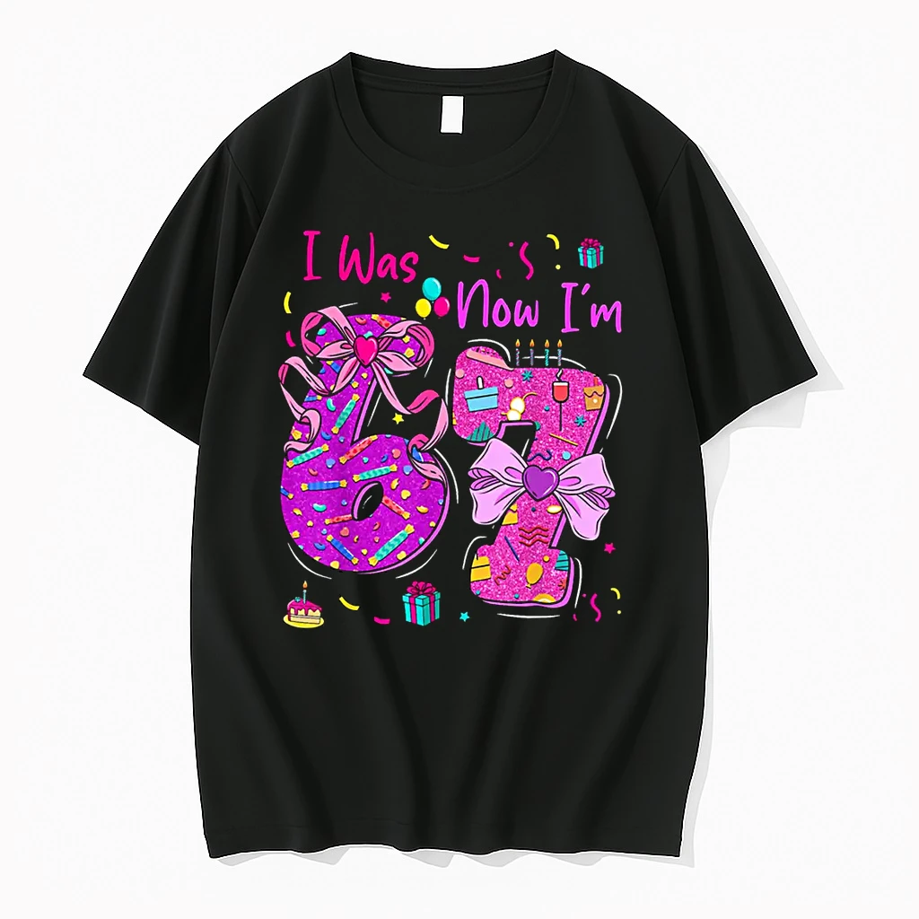I Was 6 Now Im 7 Birthday 7 Years Old Coquette Bow Shirts