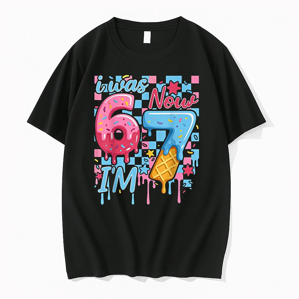 I Was 6 Now Im 7 Funny Ice Cream Drip Birthday Shirts