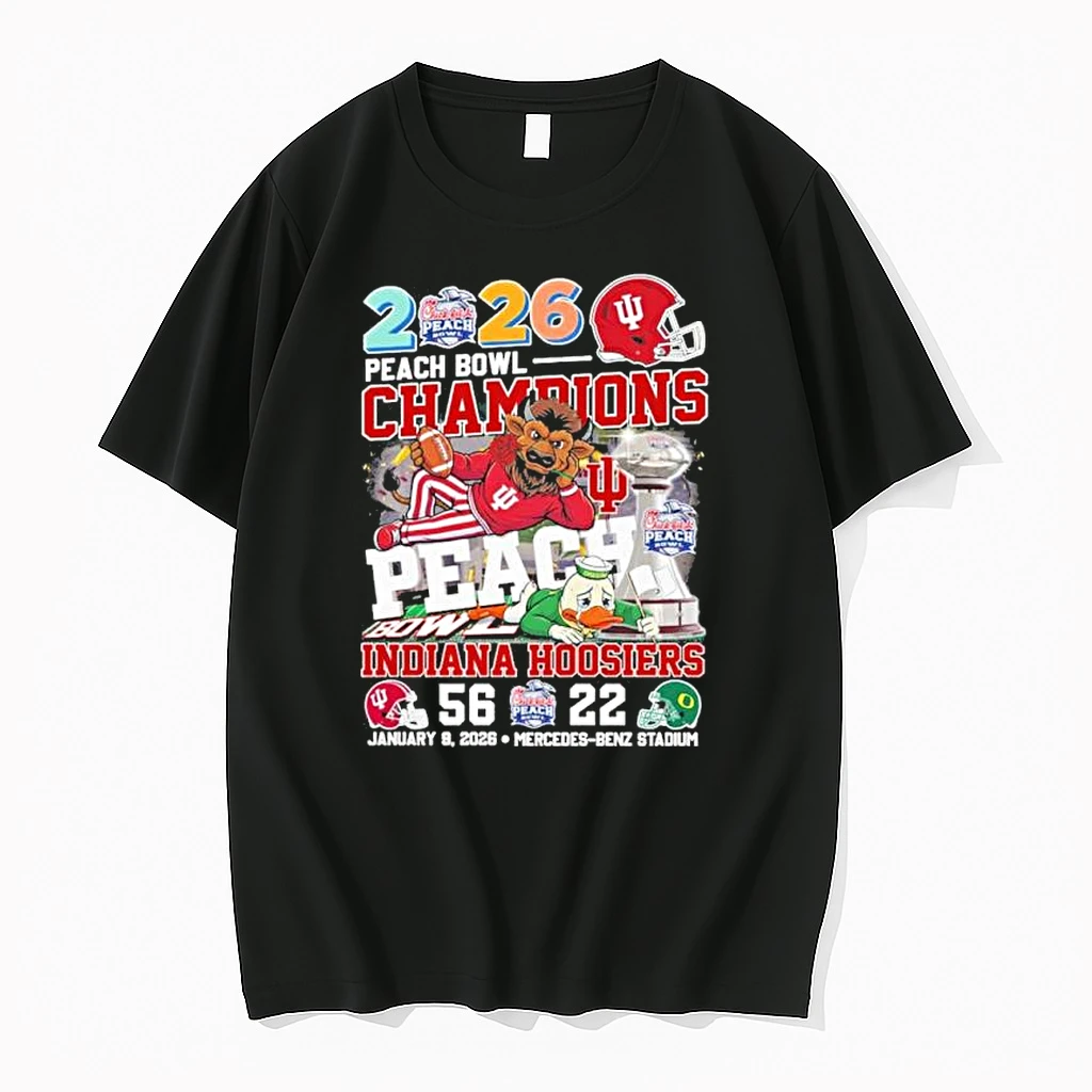 Iu Football Mascot Peach Bowl Champions 2026 Shirts