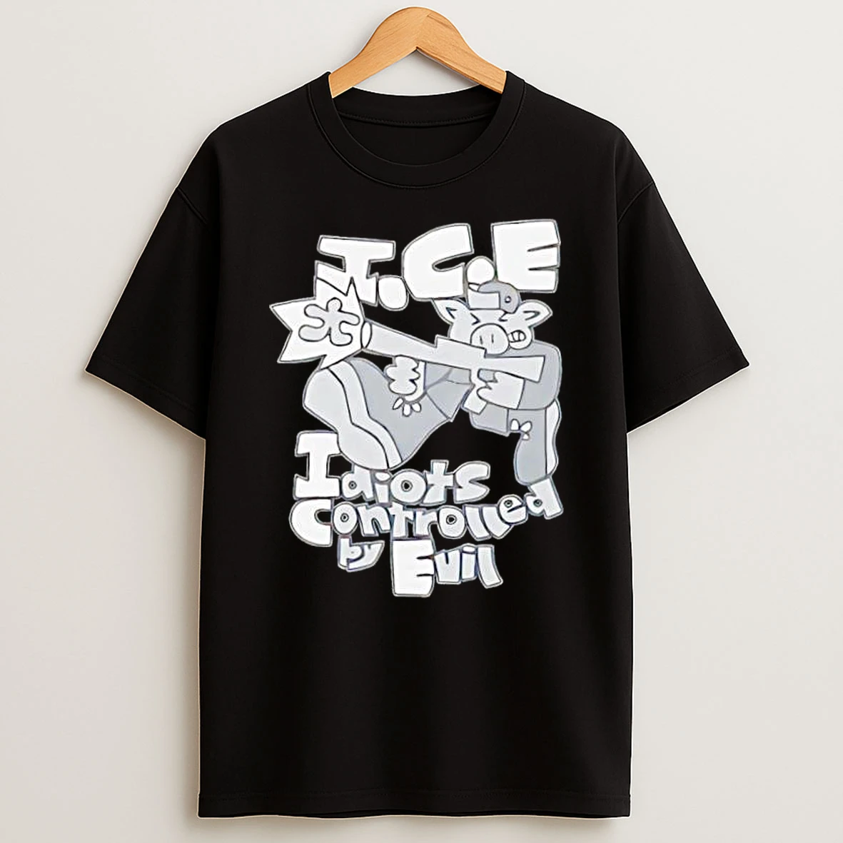 Ice Idiots Controlled By Evil Cartoon Pig Holding A Rifle Shirts