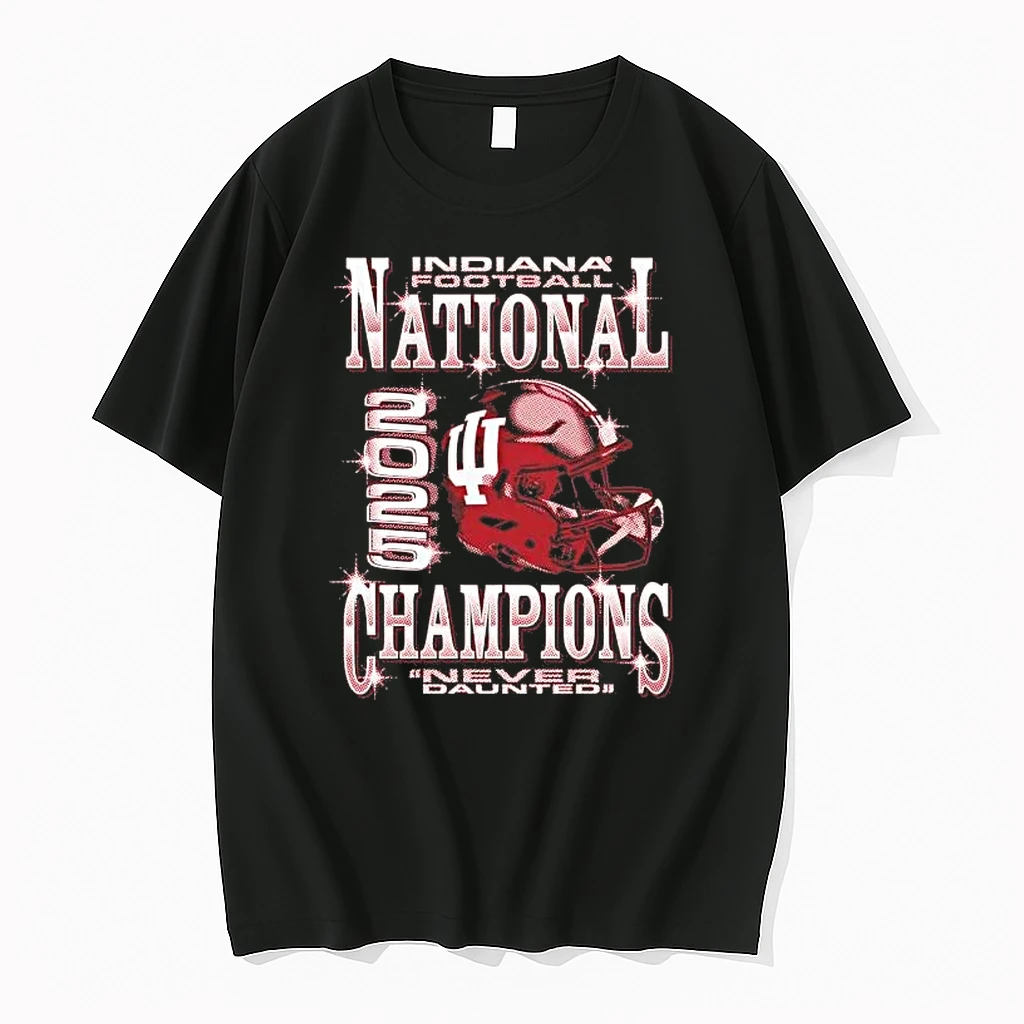 Indiana Football 2025 Cfp National Champions Never Daunted Helmet Shirts