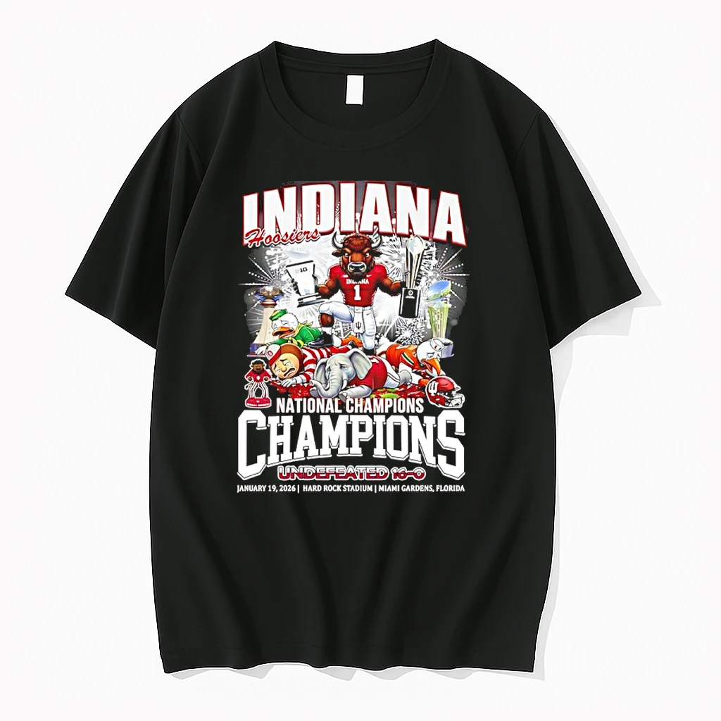 Indiana Hoosiers 2025 2026 National Champions Undefeated 16 0 Mascot Shirts