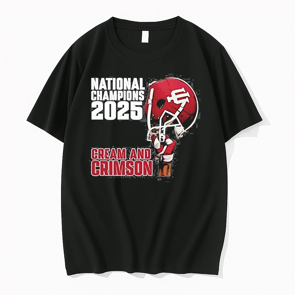 Indiana Hoosiers 2025 Cfp National Champions Helmet Cream And Crimson Shirts