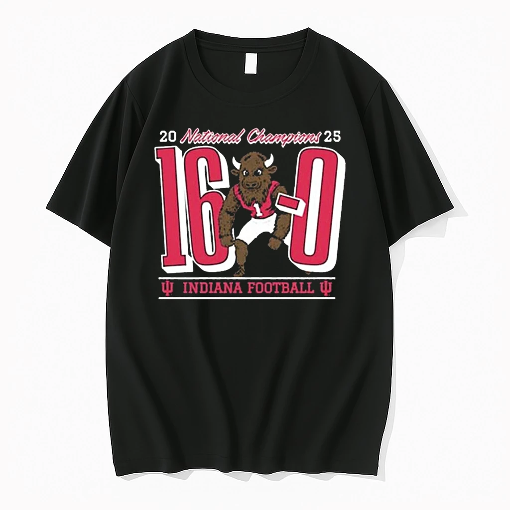 Indiana Hoosiers 2025 College Football National Champions Bison 16 0 Mascot Shirts