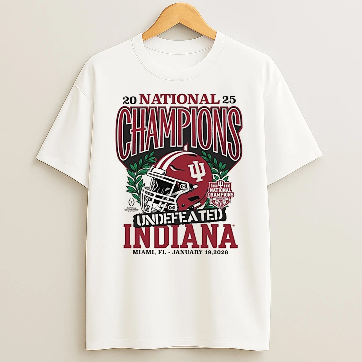 Indiana Hoosiers 2025 College Football National Champions Undefeated Laurels Miami Fl Shirts