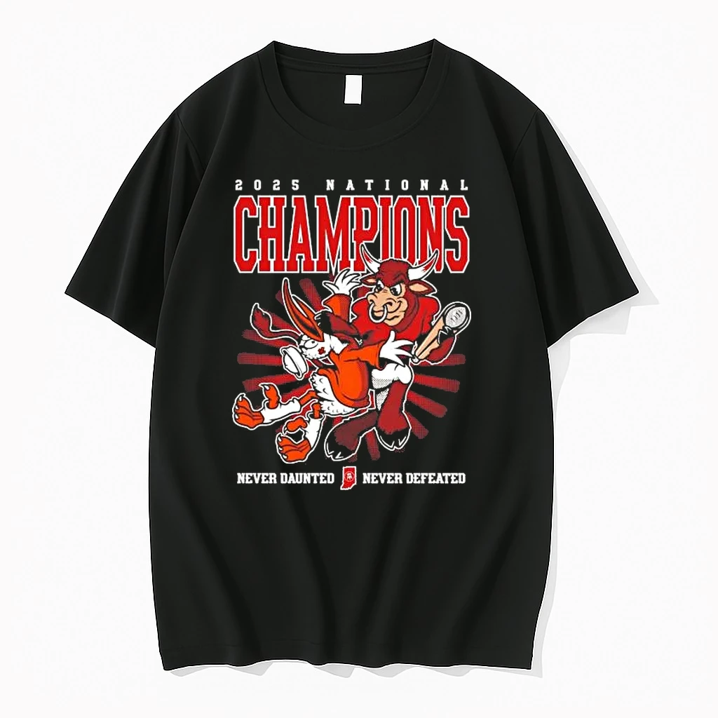 Indiana Hoosiers 2025 National Champions Never Daunted Never Defeated Mascot Shirts