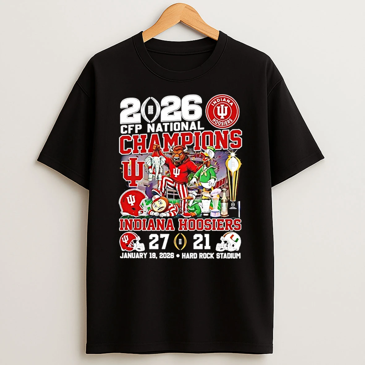 Indiana Hoosiers 2026 Cfp National Champions Bison Mascot Helmet Shirts