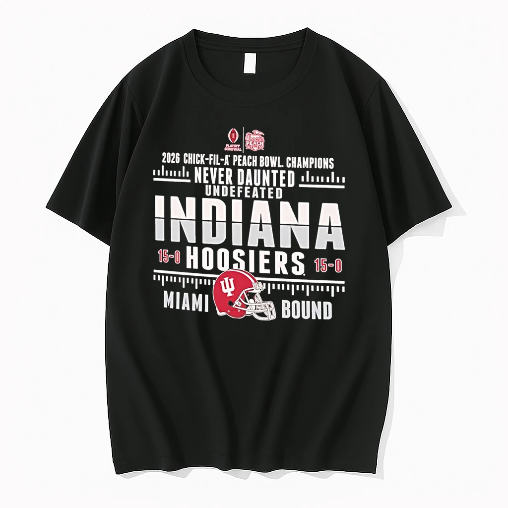 Indiana Hoosiers 2026 Peach Bowl Champions Never Daunted Undefeated Miami Bound Shirts