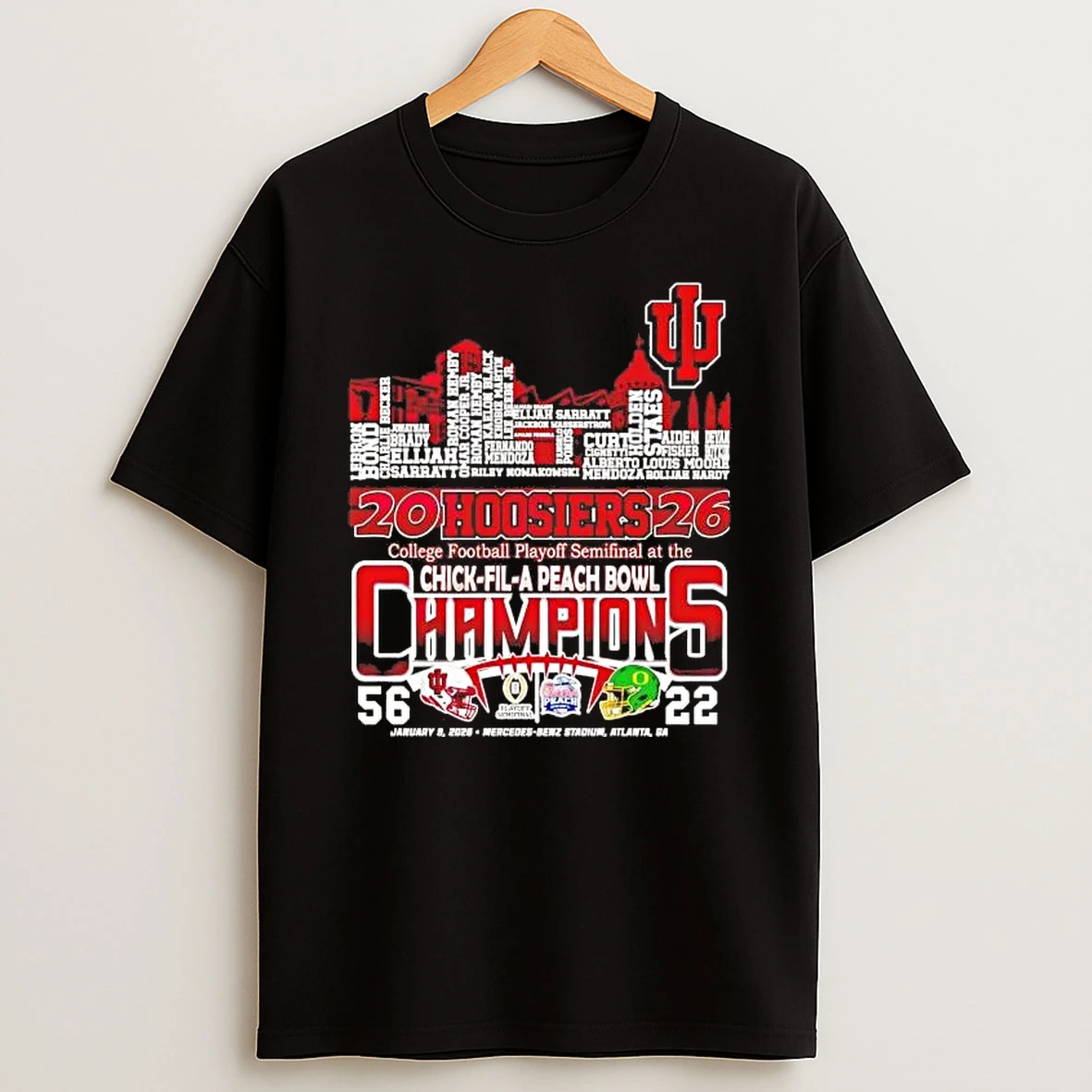 Indiana Hoosiers 2026 Peach Bowl Champions Players Names Score Shirts