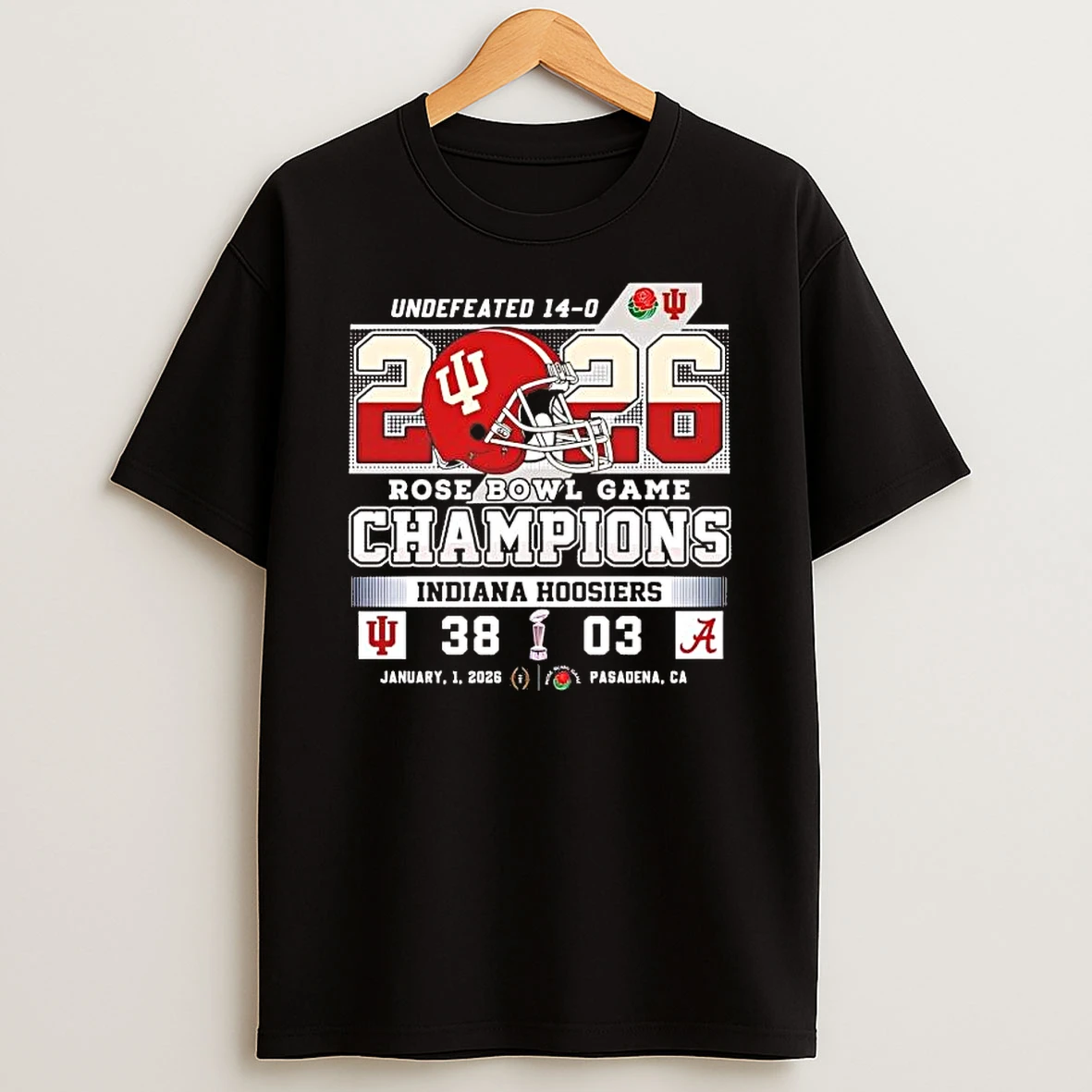 Indiana Hoosiers 2026 Rose Bowl Champions Undefeated Score Shirts