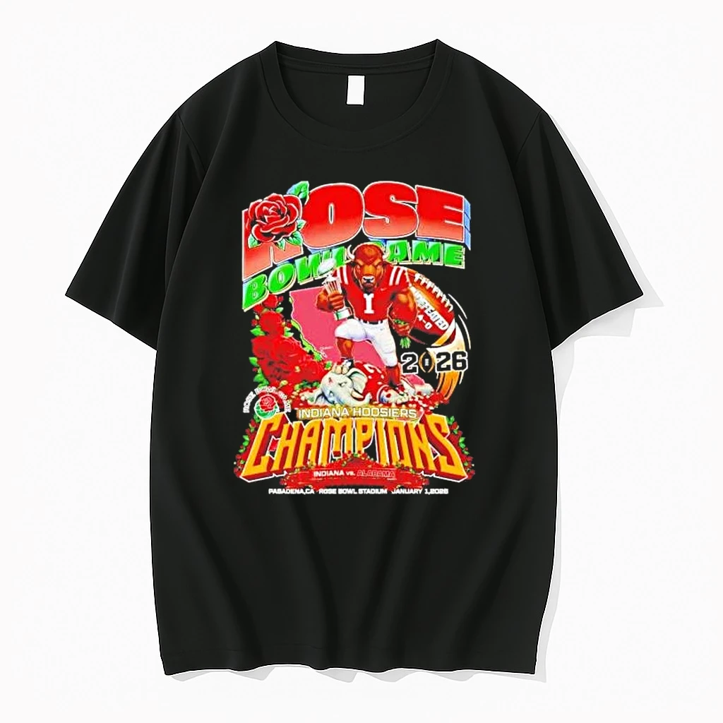 Indiana Hoosiers 2026 Rose Bowl Game Champions Mascot Trophy Shirts