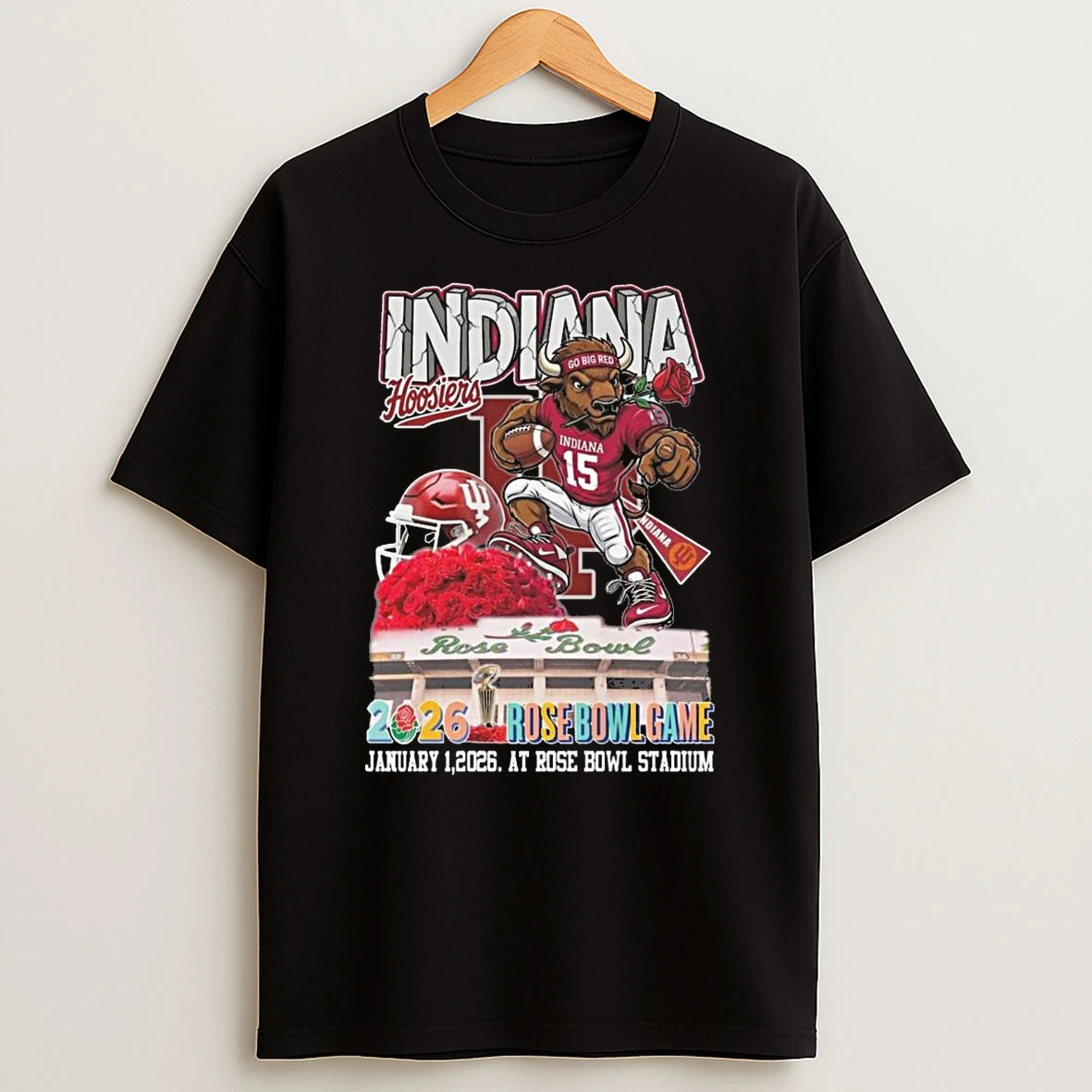 Indiana Hoosiers Bison Mascot Rose Bowl Game Jan 1 2026 At Rose Bowl Stadium Shirts