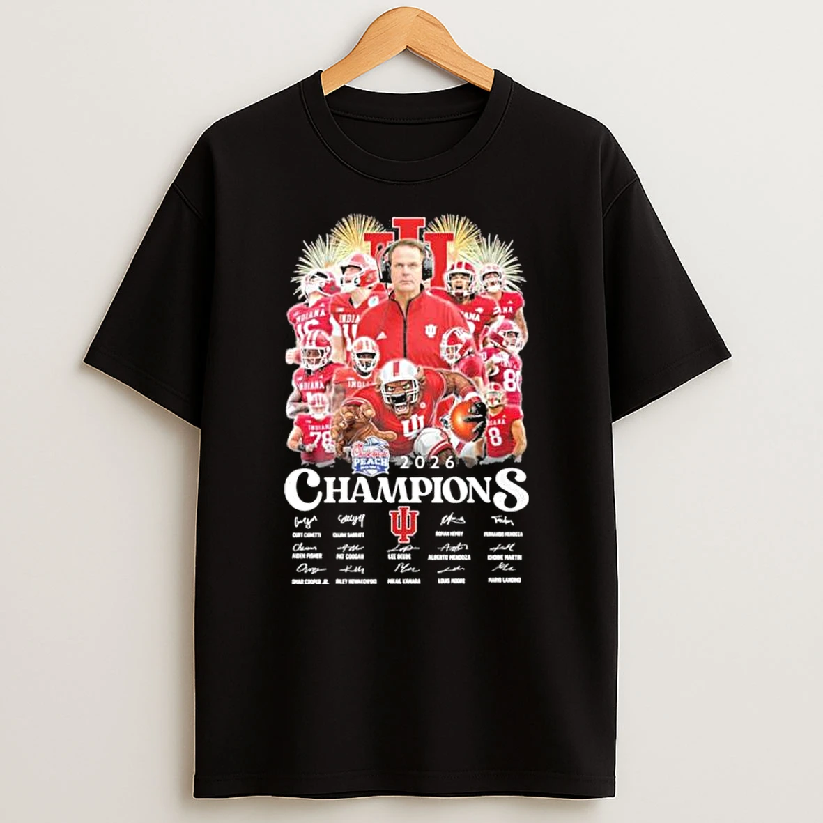Indiana Hoosiers Chick Fil A Peach Bowl Champions Team Signatures Shirts