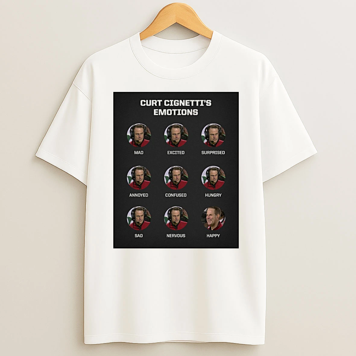 Indiana Hoosiers Curt Cignettis Emotions Mad Excited Surprised Annoyed Confused Hungry Shirts
