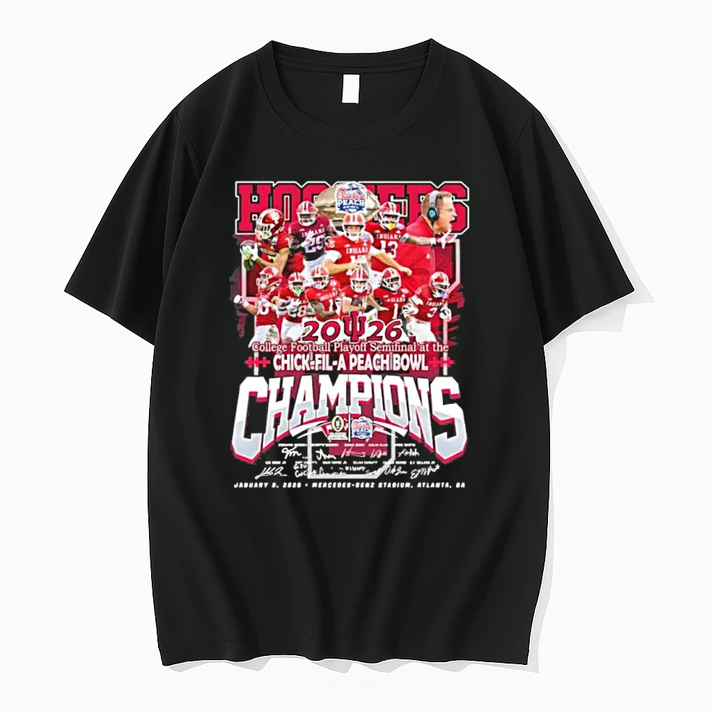 Indiana Hoosiers Football Team 2026 Peach Bowl Champions Shirts