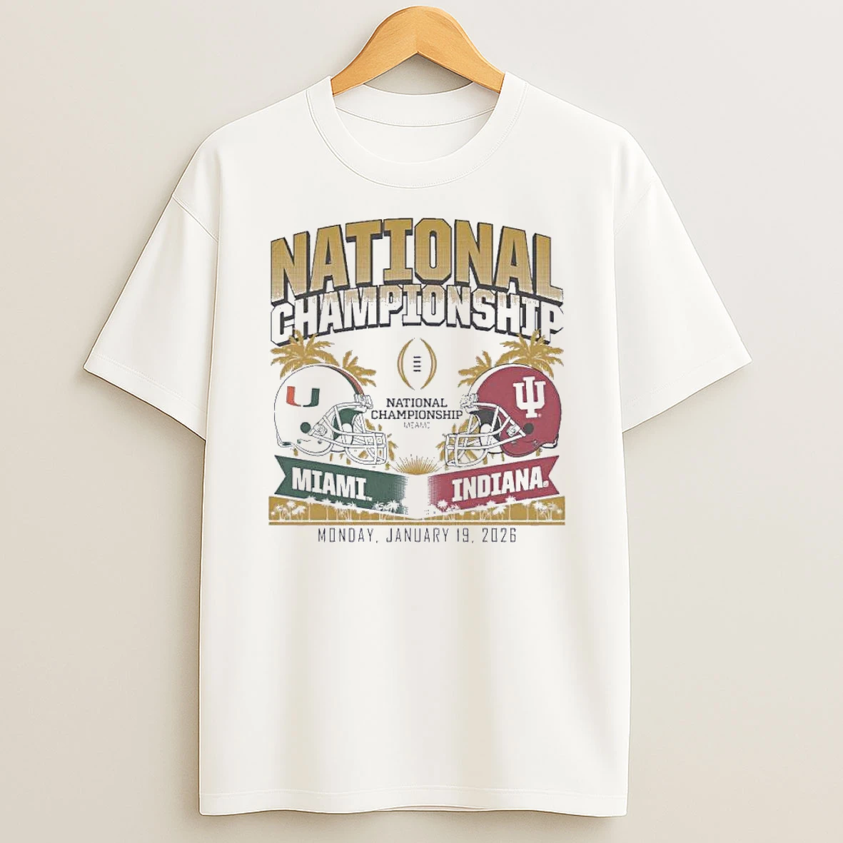 Indiana Hoosiers Miami Hurricanes Cfp National Championship Matchup Shirts