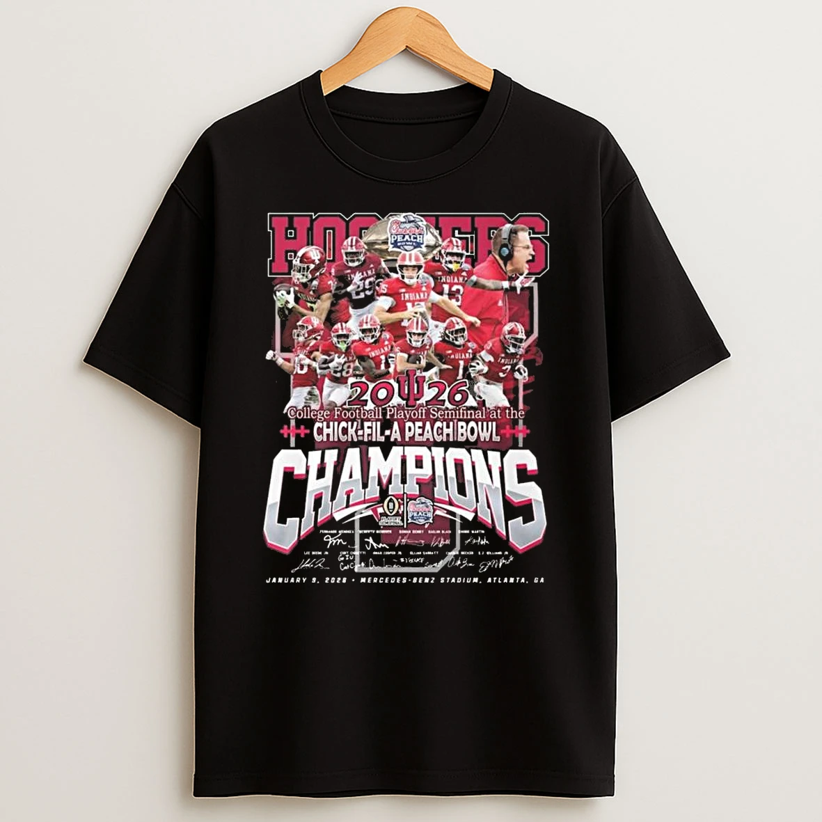 Indiana Hoosiers Players Signatures Cfp Semifinal At The Chick Fil A Peach Bowl Champions 2026 Atlanta Ga Shirts