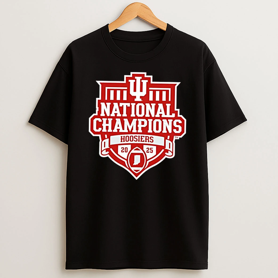 Indiana Hoosiers Red Blue 84 College Football Playoff National Champions Shield Shirts