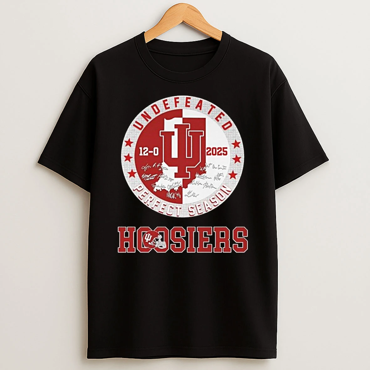 Indiana Hoosiers Undefeated 2025 12 0 Perfect Season Signatures Logo Shirts