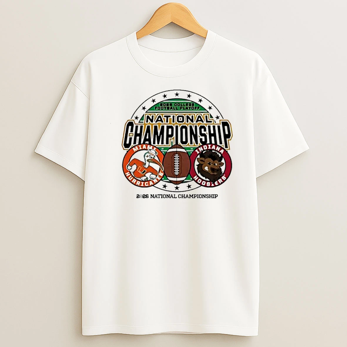 Indiana Hoosiers Vs Miami Hurricane 2026 Cfp National Championship Head To Head Shirts