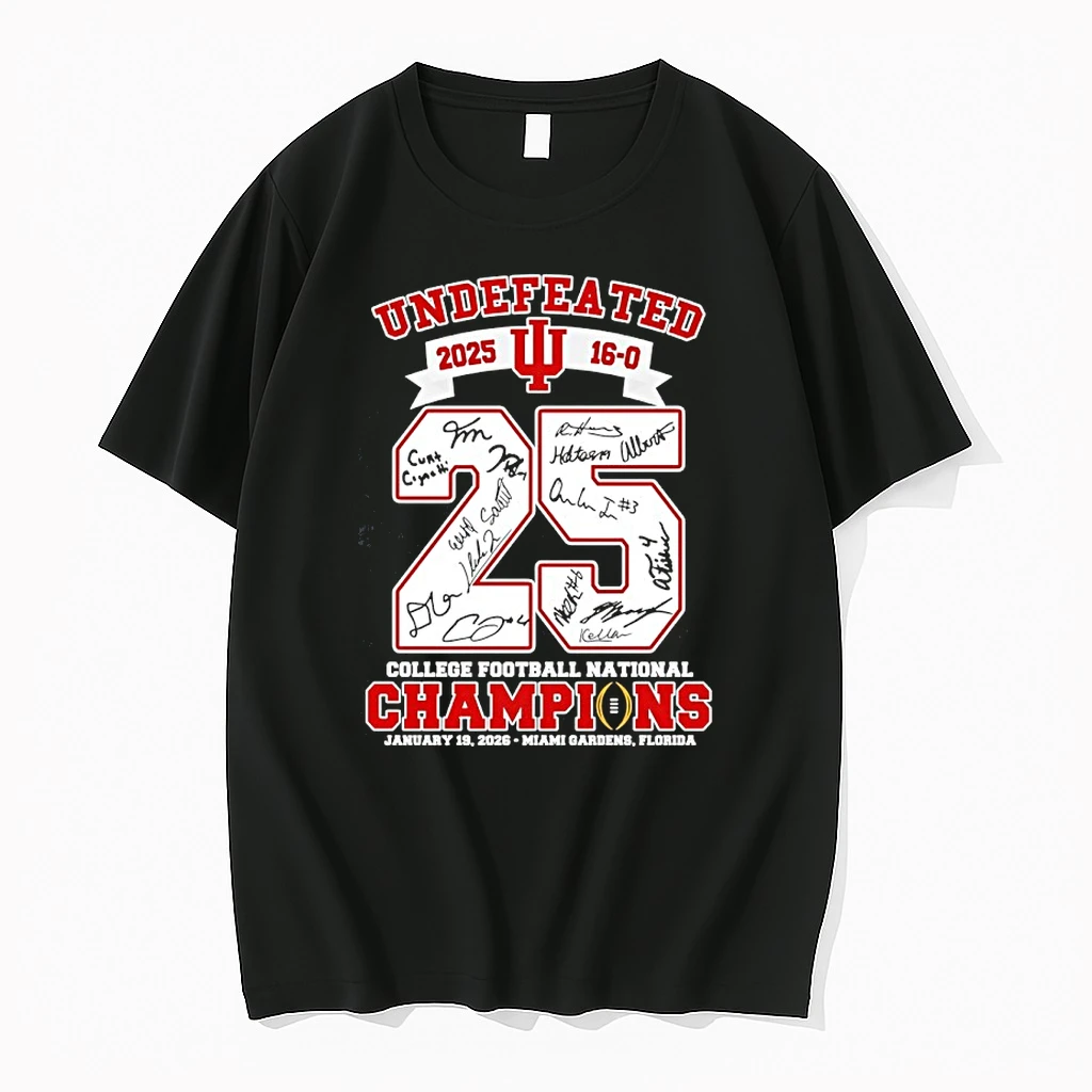 Indiana Hoosiers Undefeated 2025 16 0 Cfp National Champions 2026 Signatures Shirts