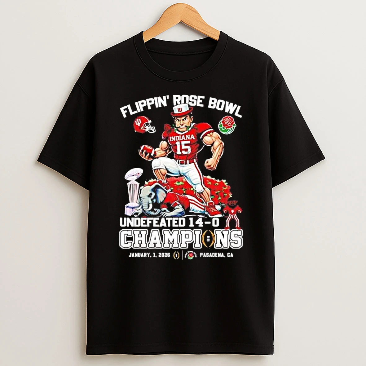 Indiana Hoosiers Undefeated Champions 2026 Flippin Rose Bowl Shirts