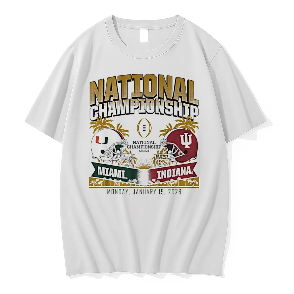Indiana Hoosiers Vs Miami Hurricanes Cfp National Championship Matchup Helmet 2026 Shirts
