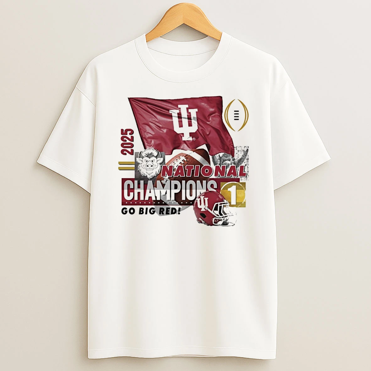 Indiana University Hoosiers Football 2025 National Champions Go Big Red Mascot Shirts