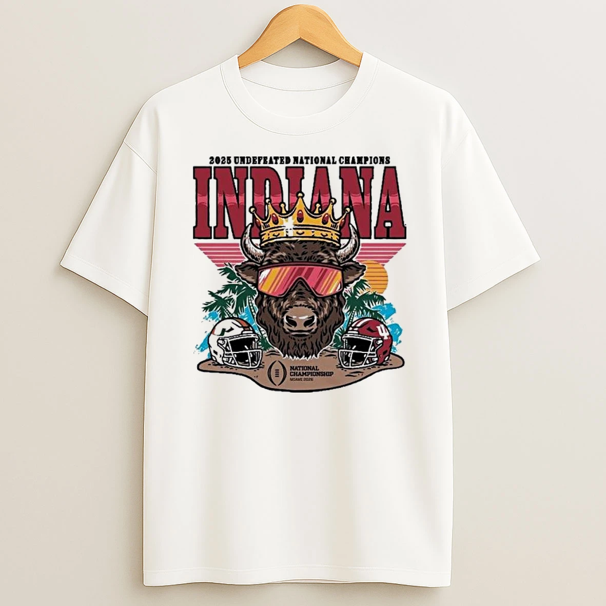 Indiana University Hoosiers Football 2025 Undefeated National Champions Bison Crown Shirts
