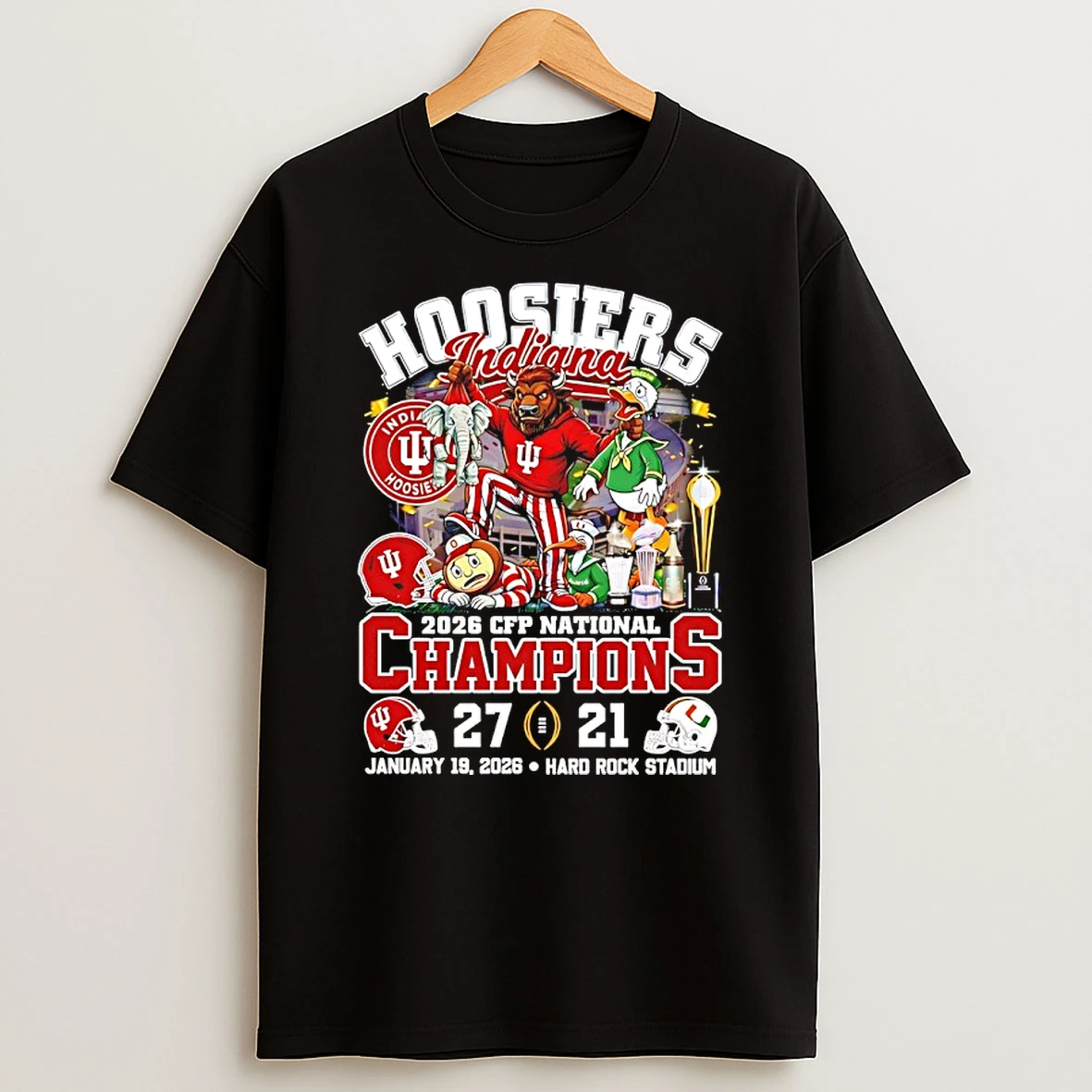 Indiana Beat Miami 2026 College Football National Champions Mascot Shirts