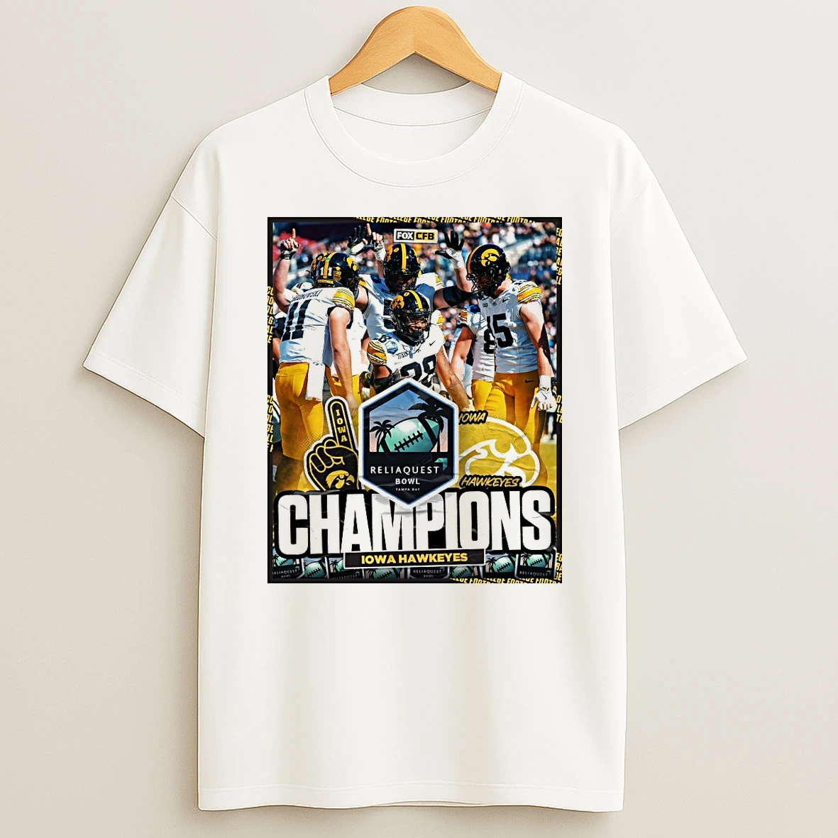 Iowa Hawkeyes Defeated Vanderbilt Commodores 2025 Reliaquest Bowl Tampa Bay Champions Shirts