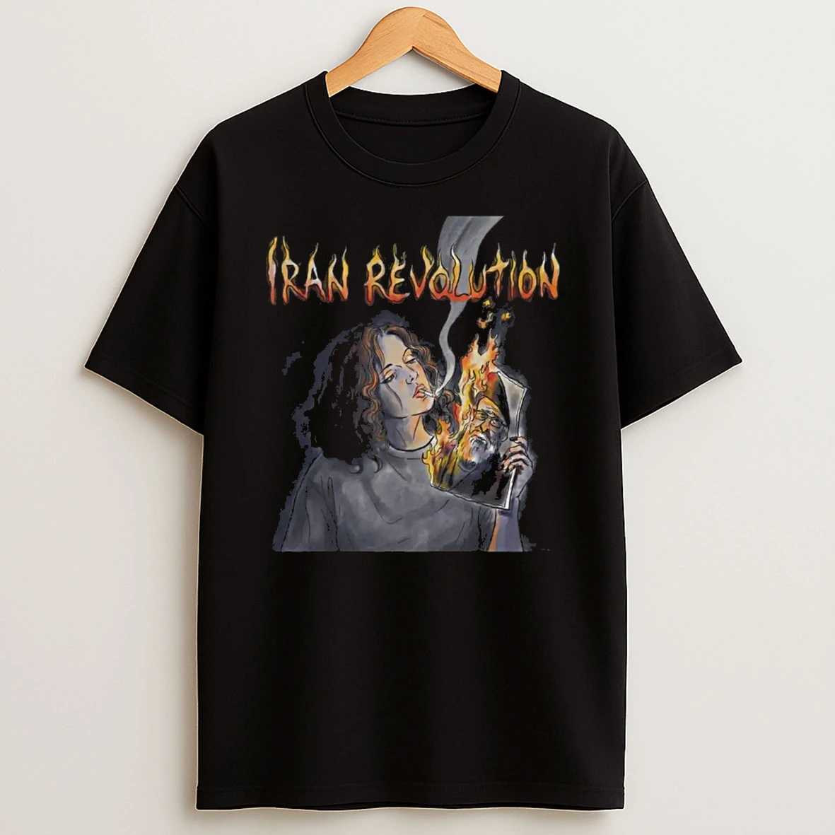 Iran Revolution Iranian Lady Burning Khamenei Photo Shirts