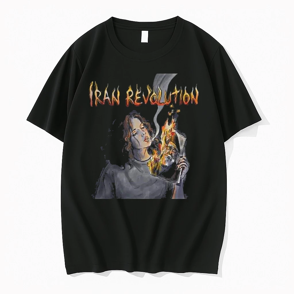 Iran Revolution Iranian Lady Burns Photo Khamenei Shirts