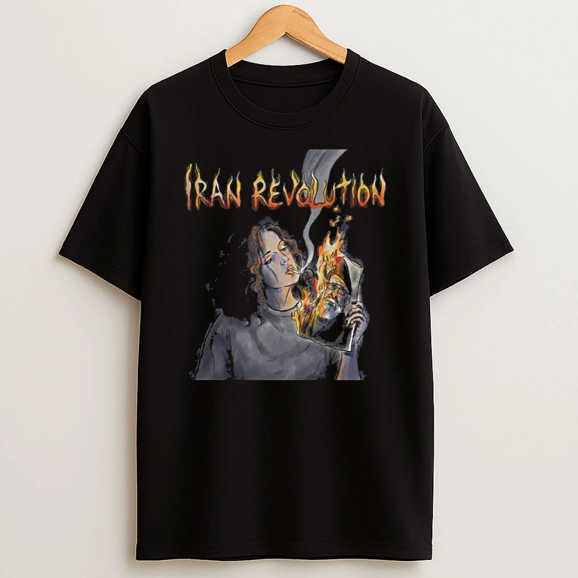 Iranian Lady Burns Photo Of Khomaini Shirts