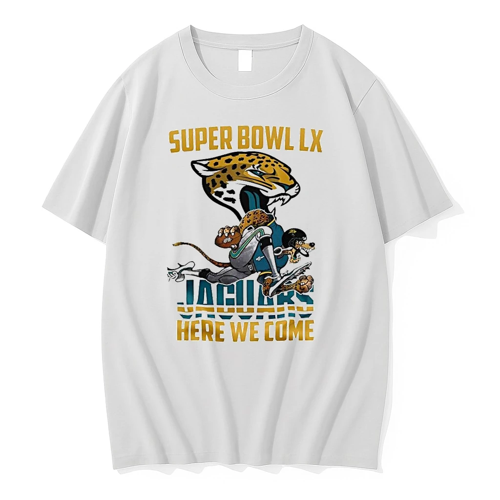 Jacksonville Jaguars Nfl 2025 Division Champions Super Bowl Lx Jaguars Here We Come Mascot Shirts