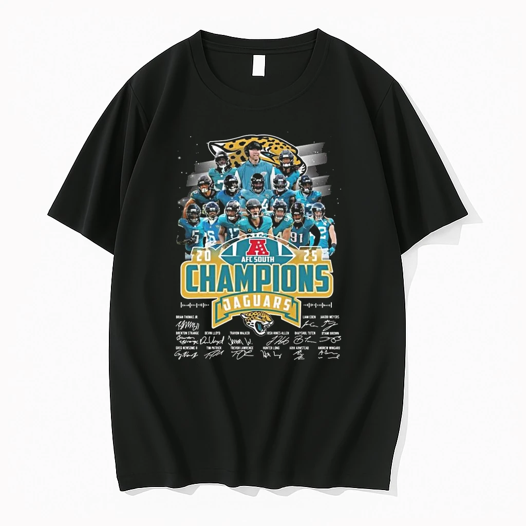Jacksonville Jaguars Nfl Afc South Champions 2025 Players And Coach Signatures Shirts